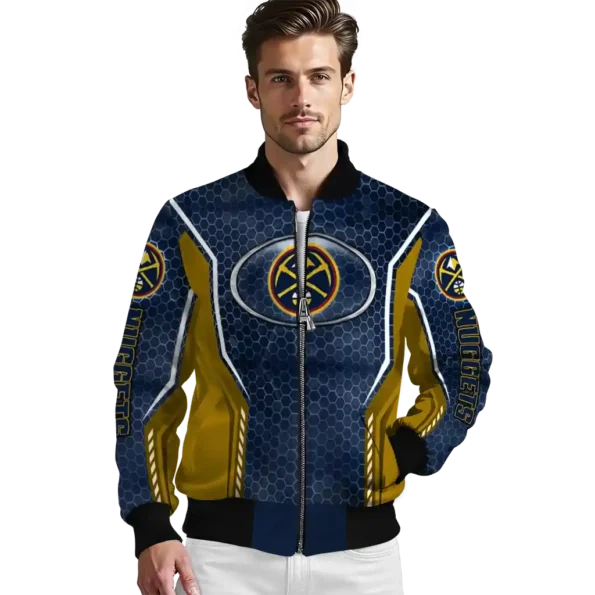 custom denver nuggets power plate blue bomber jacket high quality