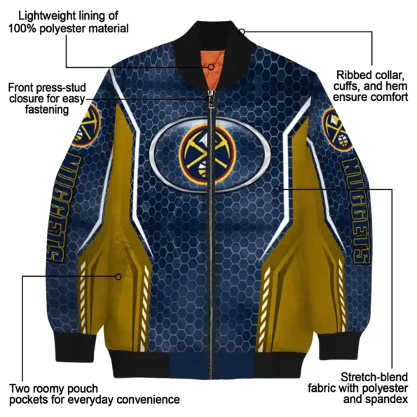 custom denver nuggets power plate blue bomber jacket new arrival