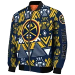custom denver nuggets pyramid shapes blue bomber jacket best selling