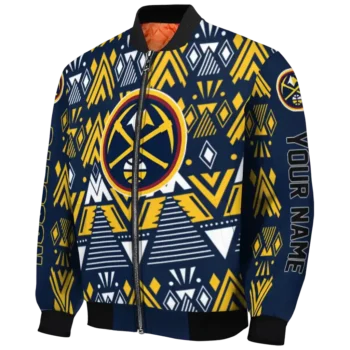 custom denver nuggets pyramid shapes blue bomber jacket best selling