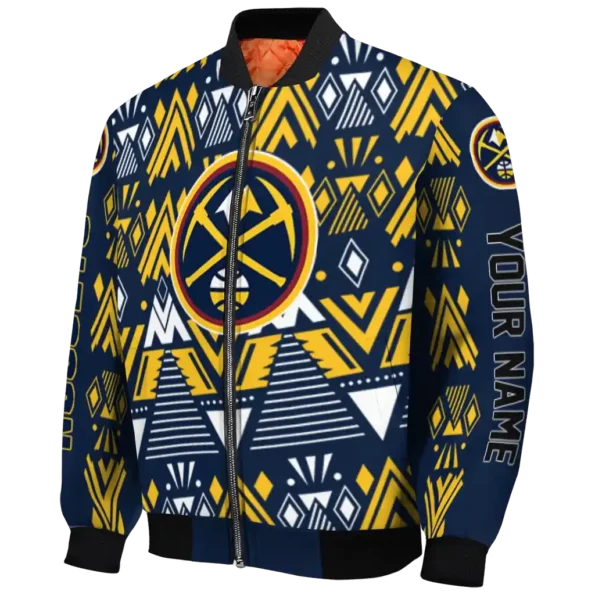 custom denver nuggets pyramid shapes blue bomber jacket best selling