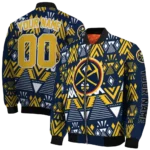 custom denver nuggets pyramid shapes blue bomber jacket best selling