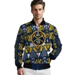 custom denver nuggets pyramid shapes blue bomber jacket best selling