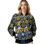 custom denver nuggets pyramid shapes blue bomber jacket best selling