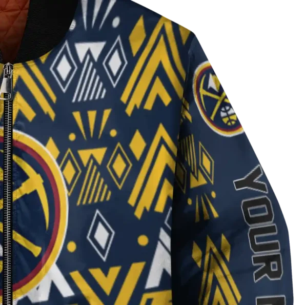custom denver nuggets pyramid shapes blue bomber jacket premium grade