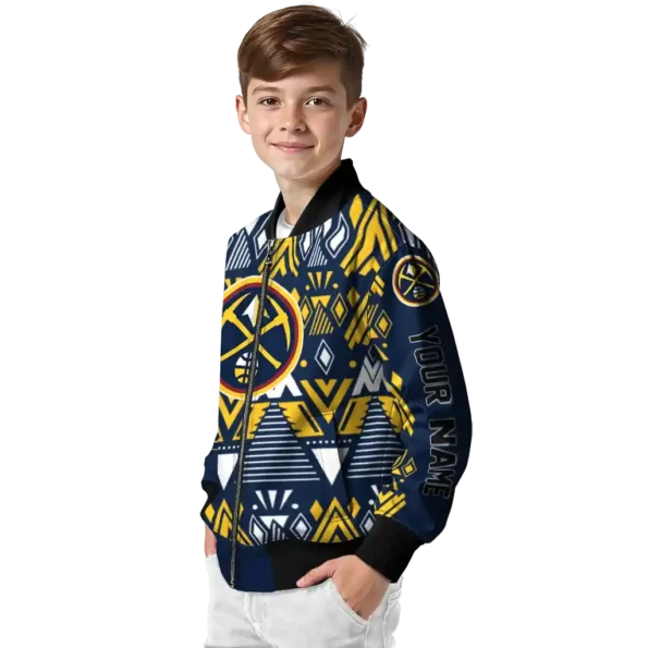 custom denver nuggets pyramid shapes blue bomber jacket trendy