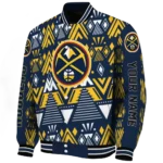 custom denver nuggets pyramid shapes blue varsity jacket best selling.webp