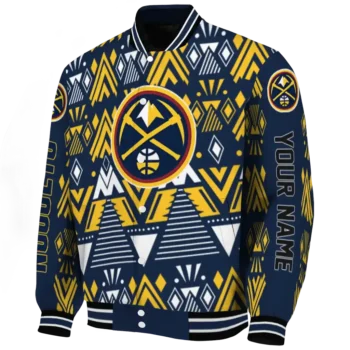 custom denver nuggets pyramid shapes blue varsity jacket best selling.webp