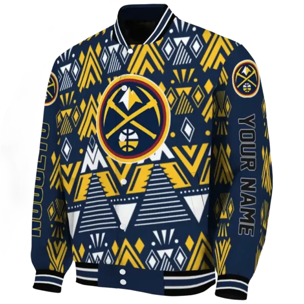 custom denver nuggets pyramid shapes blue varsity jacket best selling.webp
