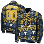custom denver nuggets pyramid shapes blue varsity jacket best selling.webp