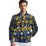 custom denver nuggets pyramid shapes blue varsity jacket best selling.webp