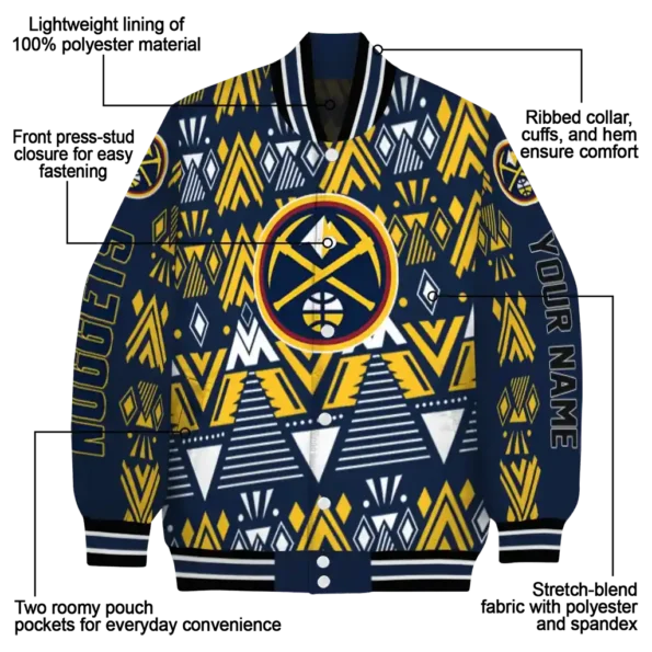 custom denver nuggets pyramid shapes blue varsity jacket new arrival.webp