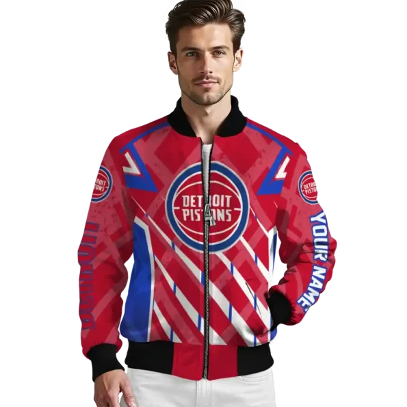 custom detroit pistons chevron angles red bomber jacket high quality