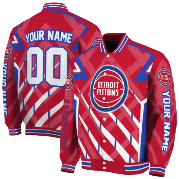 custom detroit pistons chevron angles red varsity jacket fashion forward.webp