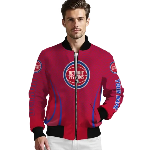 custom detroit pistons chevron arrow red bomber jacket high quality