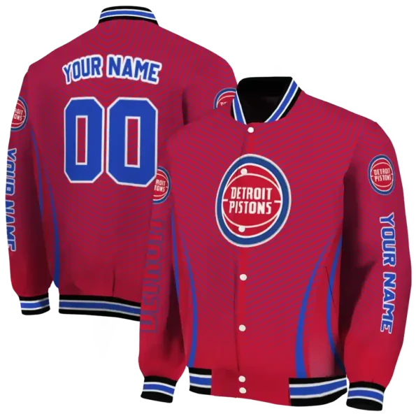 custom detroit pistons chevron arrow red varsity jacket fashion forward.webp