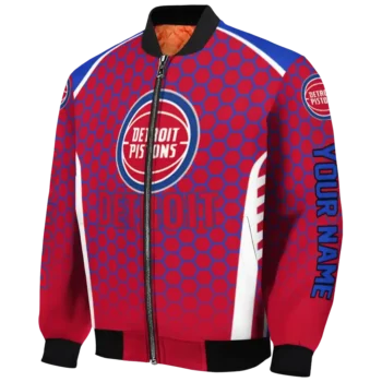 custom detroit pistons hexagon grid red bomber jacket best selling