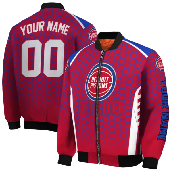 custom detroit pistons hexagon grid red bomber jacket fashion forward