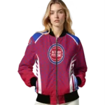 custom detroit pistons hexagon grid red bomber jacket best selling