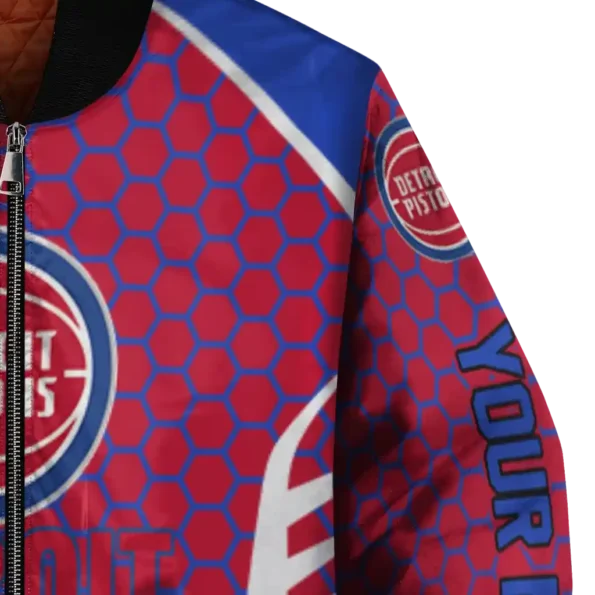 custom detroit pistons hexagon grid red bomber jacket premium grade