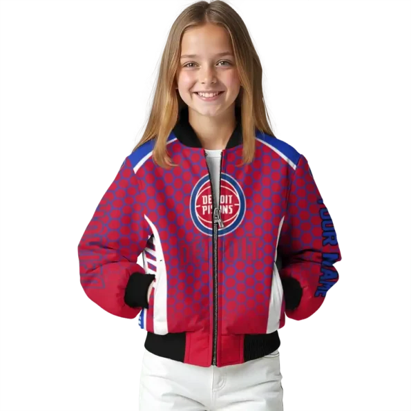 custom detroit pistons hexagon grid red bomber jacket top rated
