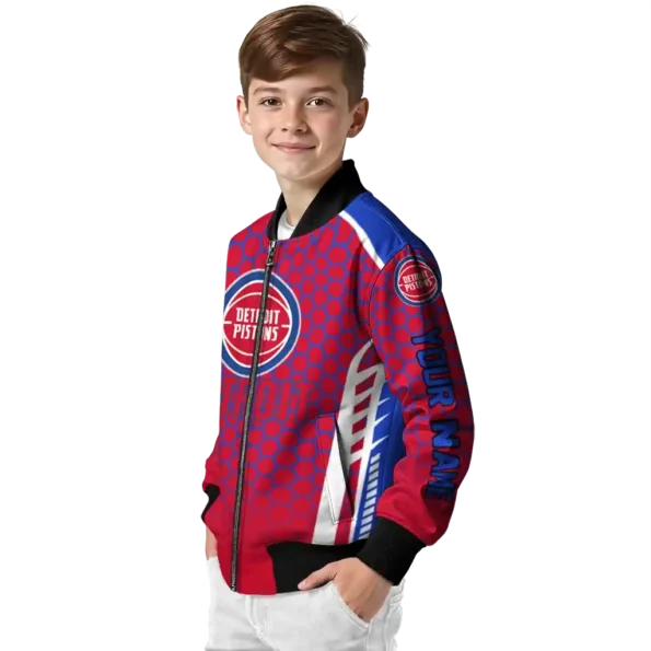 custom detroit pistons hexagon grid red bomber jacket trendy