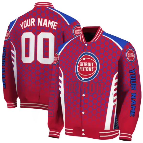 custom detroit pistons hexagon grid red varsity jacket fashion forward.webp