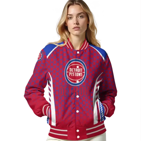 custom detroit pistons hexagon grid red varsity jacket latest model.webp