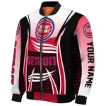custom detroit pistons mesh effect red black bomber jacket best selling