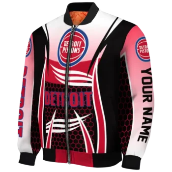 custom detroit pistons mesh effect red black bomber jacket best selling