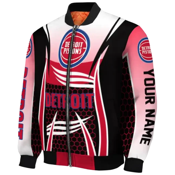 custom detroit pistons mesh effect red black bomber jacket best selling