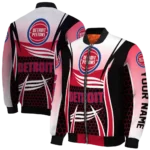 custom detroit pistons mesh effect red black bomber jacket best selling