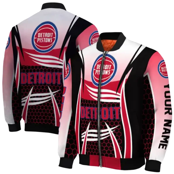 custom detroit pistons mesh effect red black bomber jacket fashion forward
