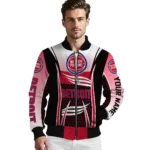 custom detroit pistons mesh effect red black bomber jacket best selling