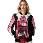 custom detroit pistons mesh effect red black bomber jacket best selling