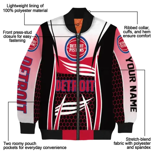 custom detroit pistons mesh effect red black bomber jacket new arrival