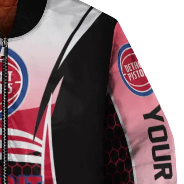 custom detroit pistons mesh effect red black bomber jacket premium grade