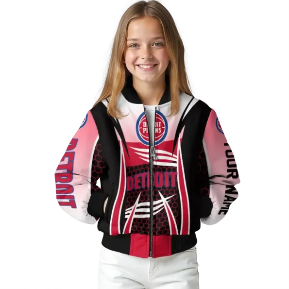 custom detroit pistons mesh effect red black bomber jacket top rated
