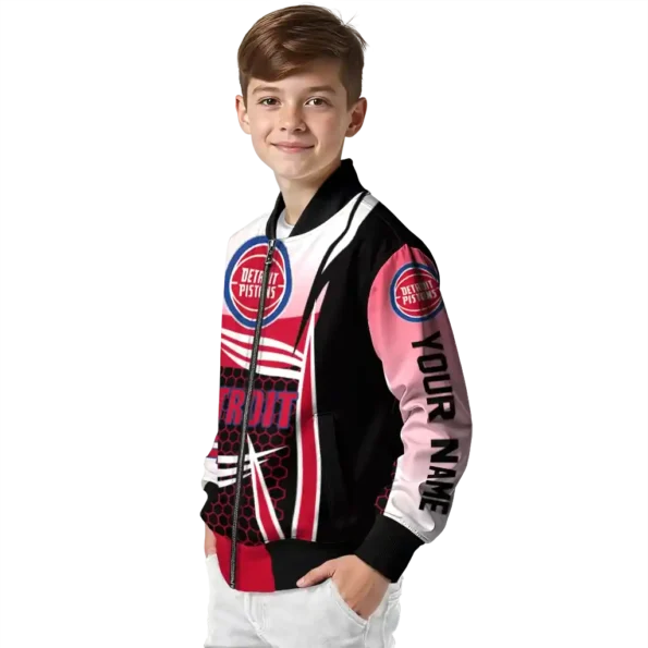 custom detroit pistons mesh effect red black bomber jacket trendy
