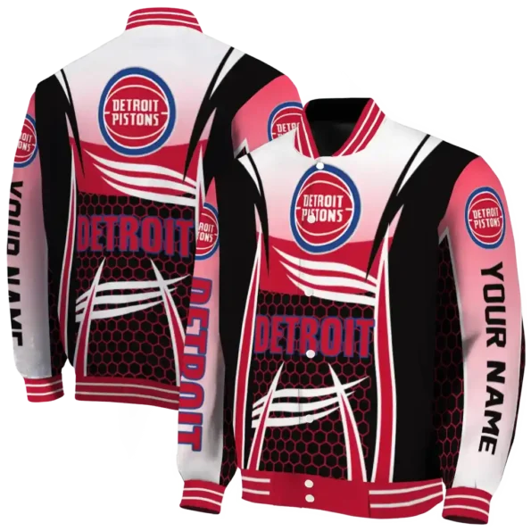 custom detroit pistons mesh effect red black varsity jacket fashion forward.webp