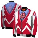 custom detroit pistons v stripes red white bomber jacket best selling