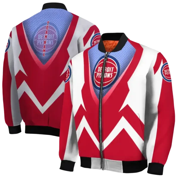 custom detroit pistons v stripes red white bomber jacket fashion forward