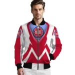 custom detroit pistons v stripes red white bomber jacket best selling