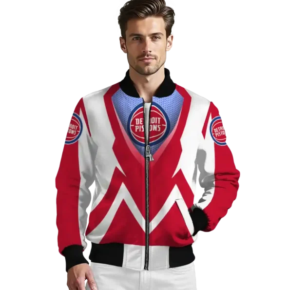 custom detroit pistons v stripes red white bomber jacket high quality