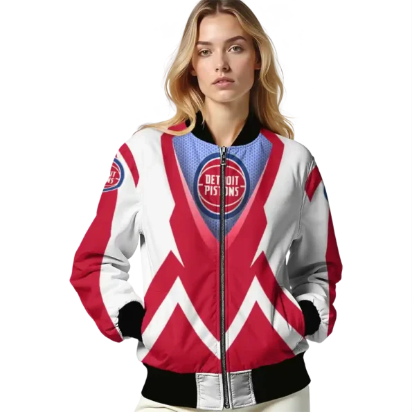 custom detroit pistons v stripes red white bomber jacket latest model