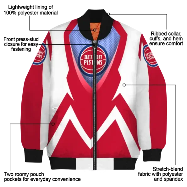 custom detroit pistons v stripes red white bomber jacket new arrival