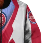 custom detroit pistons v stripes red white bomber jacket best selling