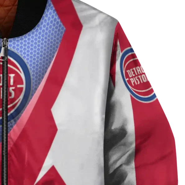 custom detroit pistons v stripes red white bomber jacket premium grade