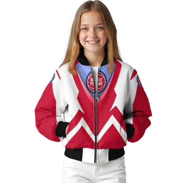 custom detroit pistons v stripes red white bomber jacket top rated