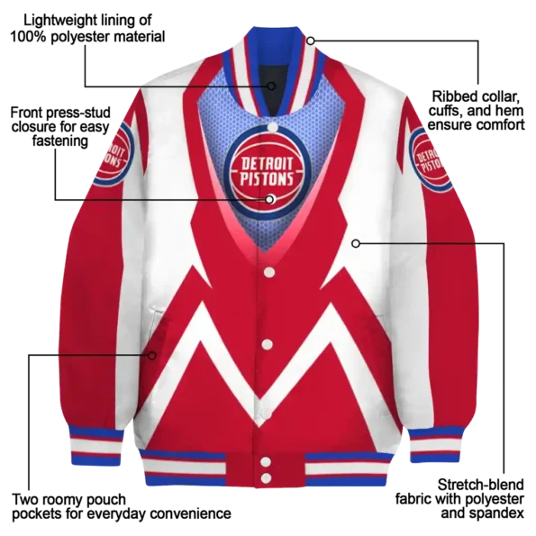 custom detroit pistons v stripes red white varsity jacket new arrival.webp